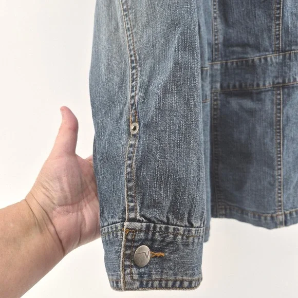 Venezia Womens Denim Jacket Blue Button Front Plus Size 22 24 Western Barn Coat - Picture 6 of 12